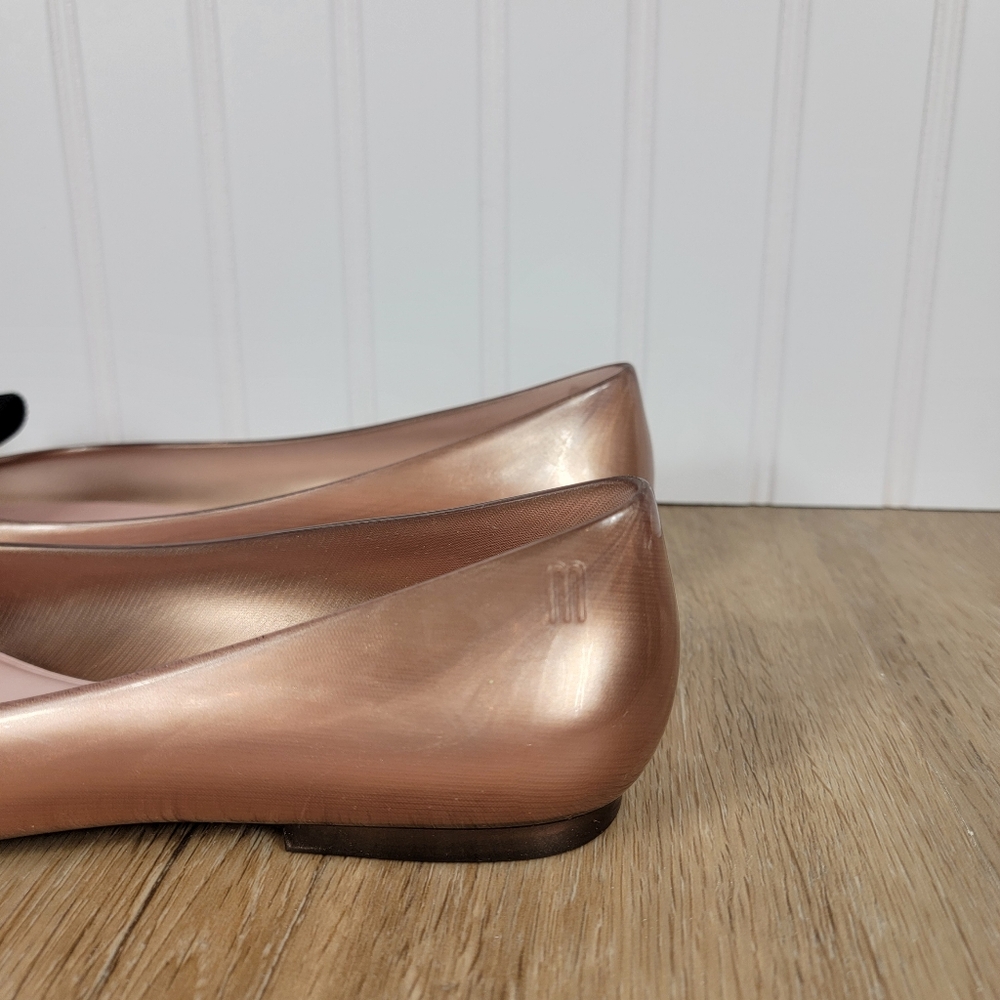 Melissa + Jason Wu Rose Gold Jelly Shoe with Black Bow - Picture 6 of 11